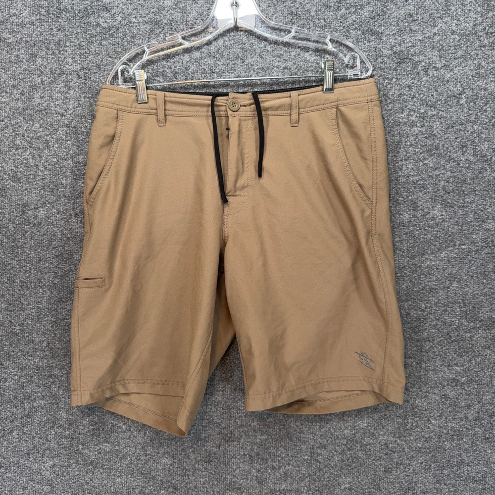 Da Hui Hybrid Shorts Mens 34 Brown Stretch Quick Dry Surf Swim Board Shorts